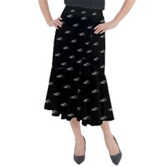 Formula One Black And White Graphic Pattern Midi Mermaid Skirt by dflcprintsclothing
