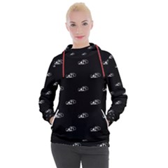 Formula One Black And White Graphic Pattern Women s Hooded Pullover by dflcprintsclothing