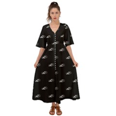 Formula One Black And White Graphic Pattern Kimono Sleeve Boho Dress by dflcprintsclothing