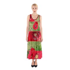 Photos Collage Coquelicots Sleeveless Maxi Dress by kcreatif