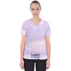 Seascape Sunset Women s V-neck Scrub Top by goljakoff