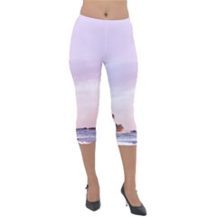 Seascape Sunset Lightweight Velour Capri Leggings 