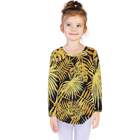 Gold Leaves Kids  Long Sleeve Tee by goljakoff