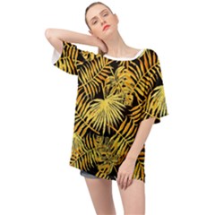 Gold Leaves Oversized Chiffon Top by goljakoff