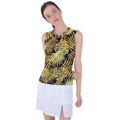 Gold Leaves Women s Sleeveless Sports Top by goljakoff