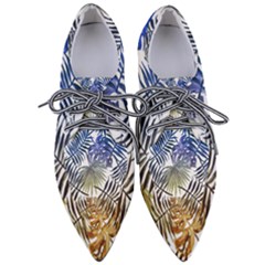 Blue And Yellow Tropical Leaves Pointed Oxford Shoes