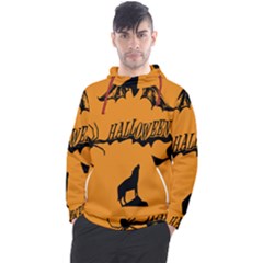Happy Halloween Scary Funny Spooky Logo Witch On Broom Broomstick Spider Wolf Bat Black 8888 Black A Men s Pullover Hoodie by HalloweenParty