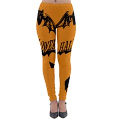 Happy Halloween Scary Funny Spooky Logo Witch On Broom Broomstick Spider Wolf Bat Black 8888 Black A Lightweight Velour Leggings by HalloweenParty