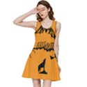 Happy Halloween Scary Funny Spooky Logo Witch On Broom Broomstick Spider Wolf Bat Black 8888 Black A Inside Out Racerback Dress View3