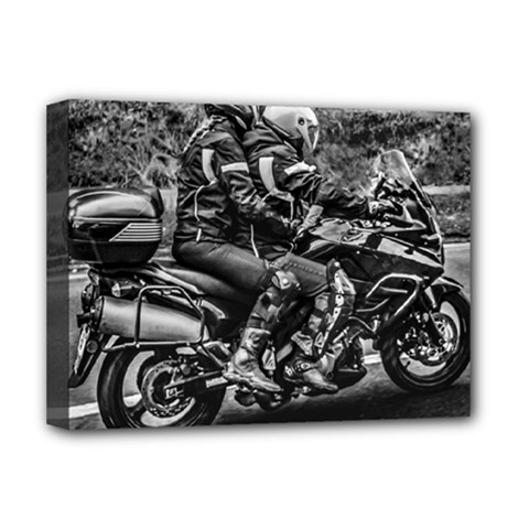 Motorcycle Riders At Highway Deluxe Canvas 16  X 12  (stretched)  by dflcprintsclothing