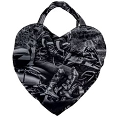 Motorcycle Riders At Highway Giant Heart Shaped Tote by dflcprintsclothing