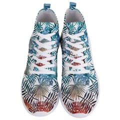 Blue Tropical Leaves Men s Lightweight High Top Sneakers by goljakoff