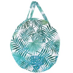 Blue Tropical Leaves Giant Round Zipper Tote by goljakoff