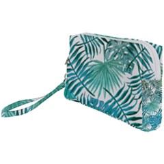 Blue Tropical Leaves Wristlet Pouch Bag (small) by goljakoff