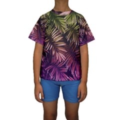 Purple Leaves Kids  Short Sleeve Swimwear by goljakoff