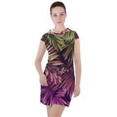 Purple Leaves Drawstring Hooded Dress by goljakoff