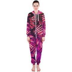 Pink Leaves Hooded Jumpsuit (ladies)  by goljakoff