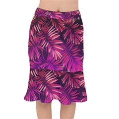 Pink Leaves Short Mermaid Skirt