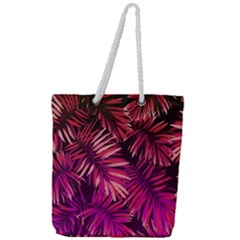 Pink Leaves Full Print Rope Handle Tote (large) by goljakoff