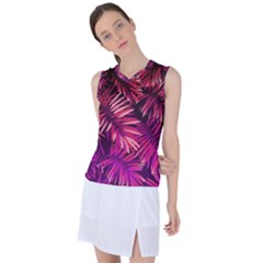 Pink Leaves Women s Sleeveless Sports Top by goljakoff