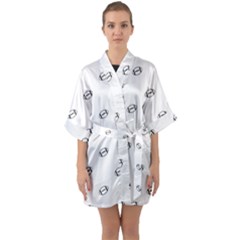 American Football Ball Motif Print Pattern Half Sleeve Satin Kimono  by dflcprintsclothing