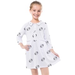 American Football Ball Motif Print Pattern Kids  Quarter Sleeve Shirt Dress by dflcprintsclothing