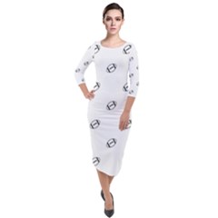 American Football Ball Motif Print Pattern Quarter Sleeve Midi Velour Bodycon Dress by dflcprintsclothing