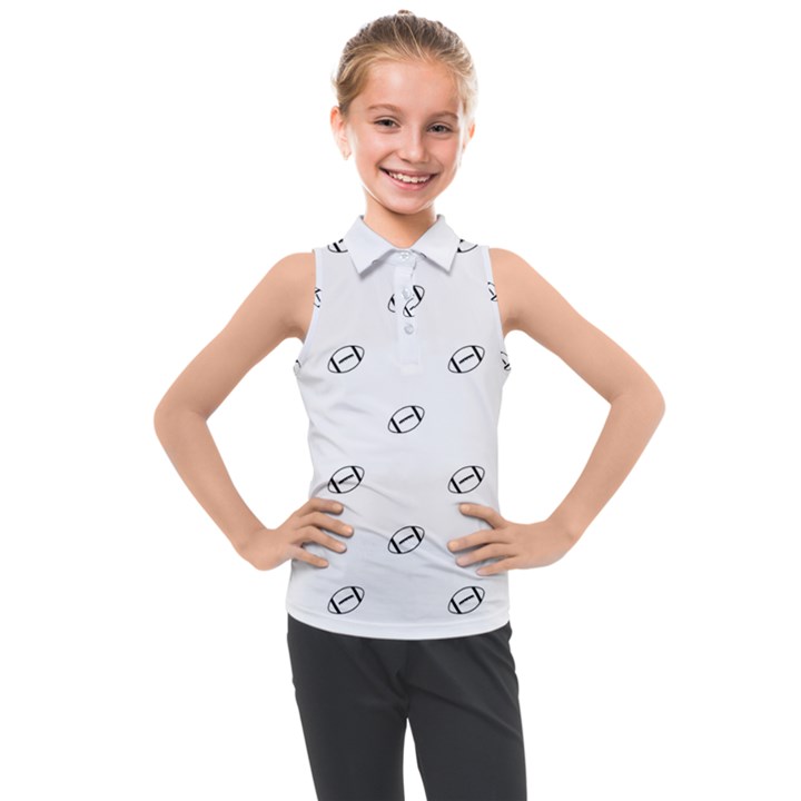 American Football Ball Motif Print Pattern Kids  Sleeveless Polo Tee