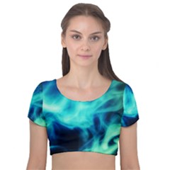 Glow Bomb  Velvet Short Sleeve Crop Top  by MRNStudios