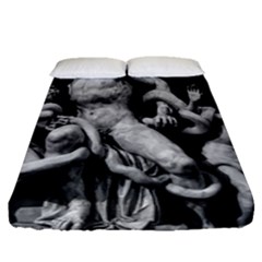 Laocoon Sculpture Over Black Fitted Sheet (queen Size) by dflcprintsclothing