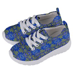 Gold And Blue Fancy Ornate Pattern Kids  Lightweight Sports Shoes by dflcprintsclothing