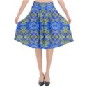 Gold And Blue Fancy Ornate Pattern Flared Midi Skirt View1