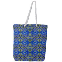 Gold And Blue Fancy Ornate Pattern Full Print Rope Handle Tote (large) by dflcprintsclothing