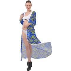 Gold And Blue Fancy Ornate Pattern Maxi Chiffon Beach Wrap by dflcprintsclothing