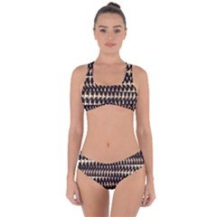 Red Tech Stripes Print Criss Cross Bikini Set by dflcprintsclothing