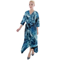 Cold Snap Quarter Sleeve Wrap Front Maxi Dress by MRNStudios