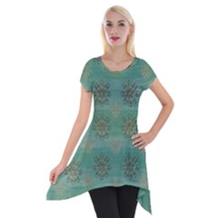 Beautiful Flowers Of Wood In The Starry Night Short Sleeve Side Drop Tunic by pepitasart