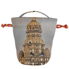 Salvo Palace Exterior View, Montevideo, Uruguay Drawstring Bucket Bag by dflcprintsclothing