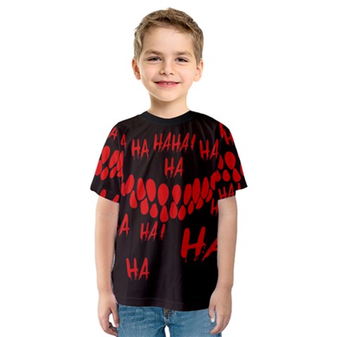 Demonic Laugh, Spooky Red Teeth Monster In Dark, Horror Theme Kids  Sport Mesh Tee by Casemiro