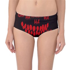 Demonic Laugh, Spooky Red Teeth Monster In Dark, Horror Theme Mid-waist Bikini Bottoms by Casemiro