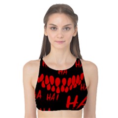 Demonic Laugh, Spooky Red Teeth Monster In Dark, Horror Theme Tank Bikini Top by Casemiro