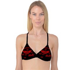 Demonic Laugh, Spooky Red Teeth Monster In Dark, Horror Theme Reversible Tri Bikini Top by Casemiro