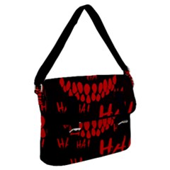 Demonic Laugh, Spooky Red Teeth Monster In Dark, Horror Theme Buckle Messenger Bag by Casemiro