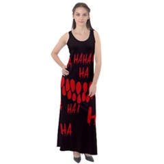Demonic Laugh, Spooky Red Teeth Monster In Dark, Horror Theme Sleeveless Velour Maxi Dress by Casemiro