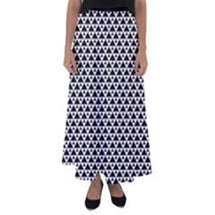 Black And White Triangles Pattern, Geometric Flared Maxi Skirt by Casemiro