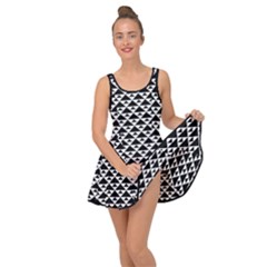 Black And White Triangles Pattern, Geometric Inside Out Casual Dress by Casemiro