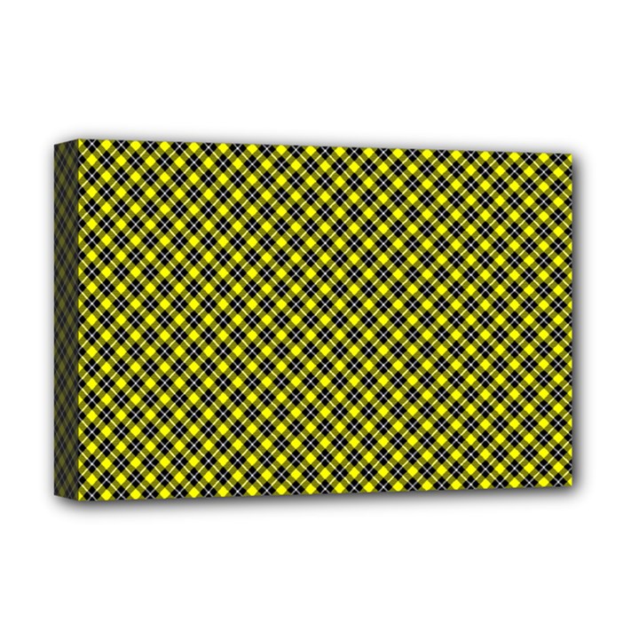 Cute yellow tartan pattern, classic buffalo plaid theme Deluxe Canvas 18  x 12  (Stretched)