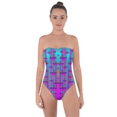 Tropical Rainbow Fishes  In Meadows Of Seagrass Tie Back One Piece Swimsuit by pepitasart