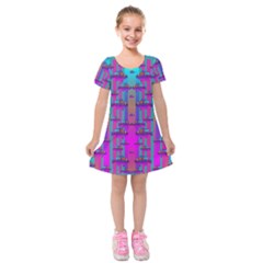 Tropical Rainbow Fishes  In Meadows Of Seagrass Kids  Short Sleeve Velvet Dress by pepitasart