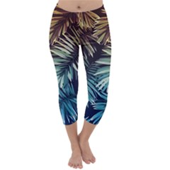 Tropical Leaves Capri Winter Leggings  by goljakoff